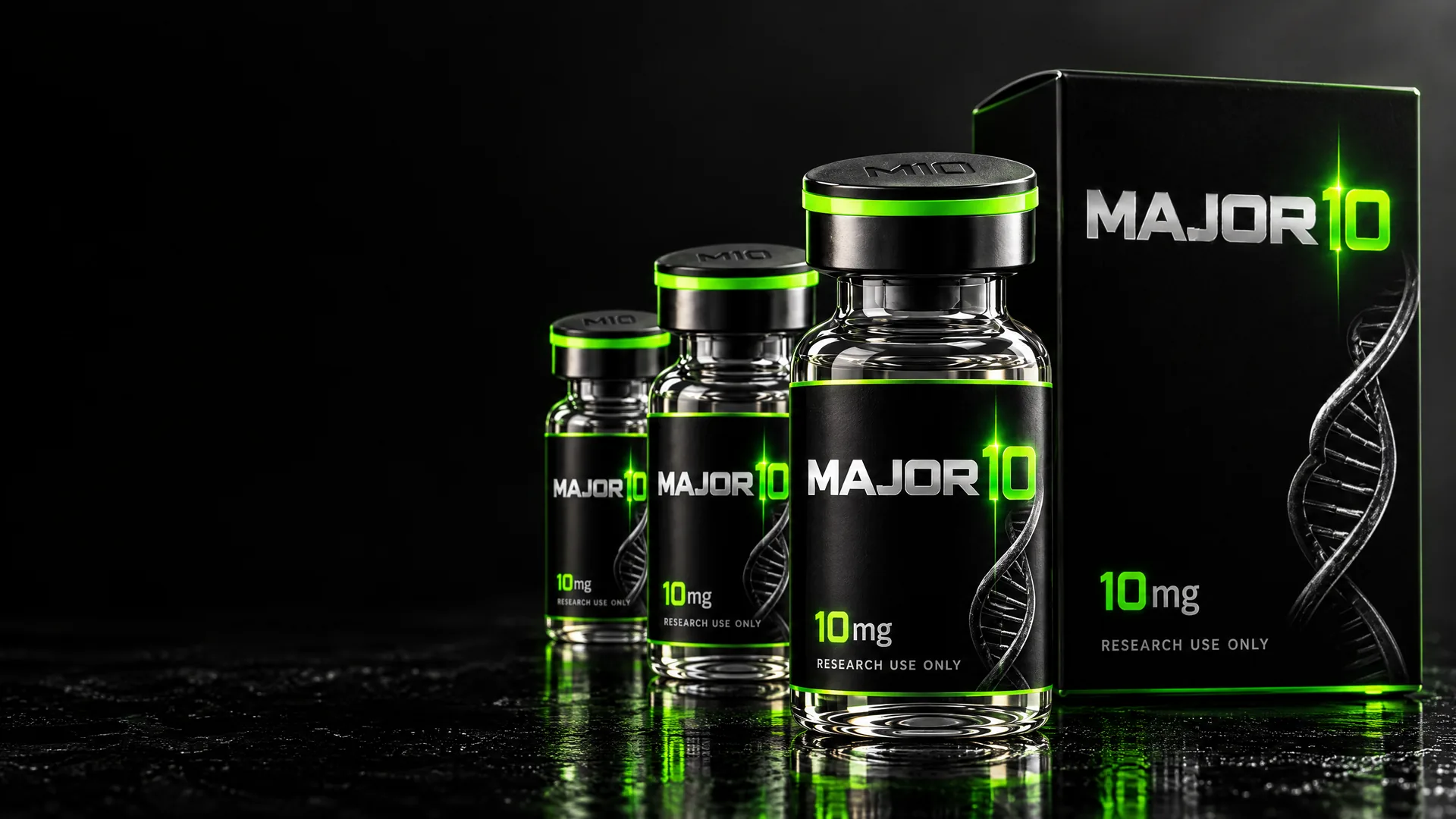MAJOR 10 research vial and packaging